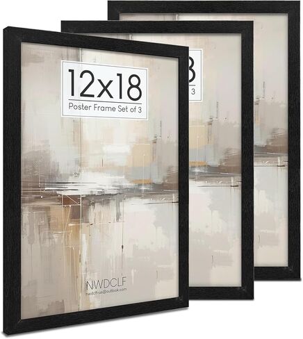 24x36 Poster Frame Set of 3, Black Woodgrain Wall Frames with Plexiglass, Engineered Wood Large Picture Frames for Gallery Wall and Home Office Decor in Saudi Arabia
