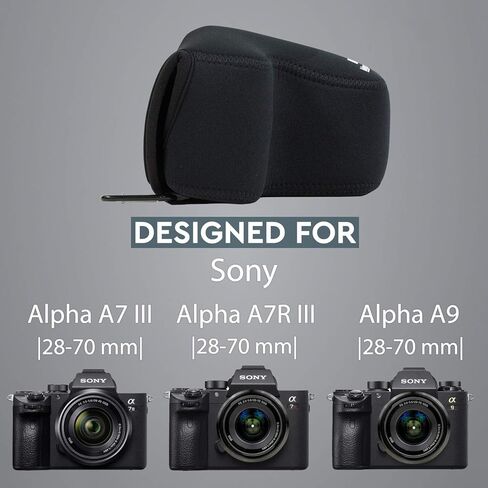 حافظة كاميرا MegaGear MG1568 خفيفة للغاية من النيوبرين متوافقة مع Sony Alpha A7 III، A7R III، A9 (28-70 ملم) - أسود، مقاس واحد in Kuwait