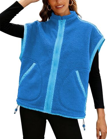 Women's Sherpa Fleece Vest Sleeveless Stand Collar Zip Up Jacket with Pockets Casual Daily Wear Fall Winter Outerwear in Saudi Arabia