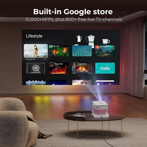 جهاز عرض خارجي بدقة 4K [تلفزيون Google مدمج/حامل قابل للدوران 180 درجة/تحكم صوتي/تركيز إلكتروني]، جهاز عرض أفلام ذكي من Sovboi مع WiFi6 وبلوتوث، جهاز عرض محمول بدرجة سطوع 2500 لأكثر من 10,000 تطبيق بث مباشر in Kuwait