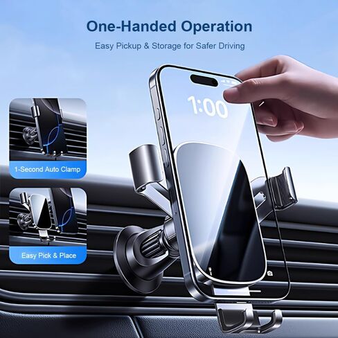 حامل هاتف السيارة لسيارة Hyundai i10 2020 2021 2022 2023 2024، حامل فتحة تهوية مع خطاف معدني مضاد للسقوط، متين، ثابت مضاد للاهتزاز، دوران 360 درجة، استخدام بيد واحدة، يناسب الهواتف مقاس 4.7-7.2 بوصة in Kuwait