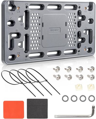 RED WOLF License Plate Bracket with Hidden AirTag Compartment, Anti-Theft Front Rear Car Tag Frame Mounting Kit Multi-Holes Design Universal for US/CA License Plates (Black) in Saudi Arabia