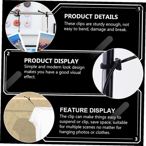 VANZACK 12 Pcs Fixed Backdrop Clips and Windproof Photography Clamps, Adjustable Elastic Nylon Background Cloth Clips for Photo Studio and Video Shooting Random Color in Kuwait