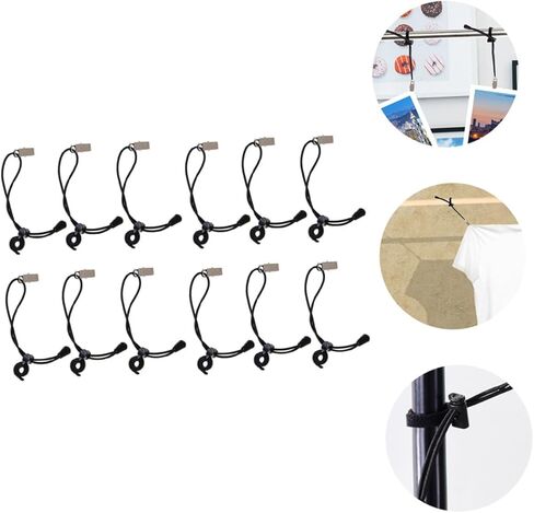 VANZACK 12 Pcs Fixed Backdrop Clips and Windproof Photography Clamps, Adjustable Elastic Nylon Background Cloth Clips for Photo Studio and Video Shooting Random Color in Kuwait