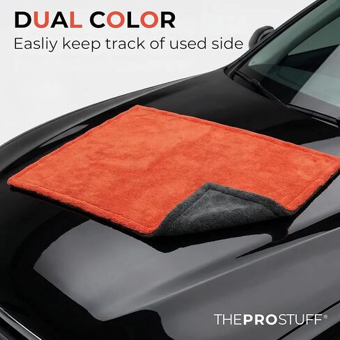 منشفة تجفيف السيارة Pro Stuff® 1400 جرام في المتر المربع - منشفة من الألياف الدقيقة ذات حلقة ملتوية فائقة الامتصاص للتفصيل التلقائي، قماش غسيل السيارة مزدوج الجوانب خالٍ من الخدوش والوبر، مقاس XL 24 بوصة × 36 بوصة in Kuwait