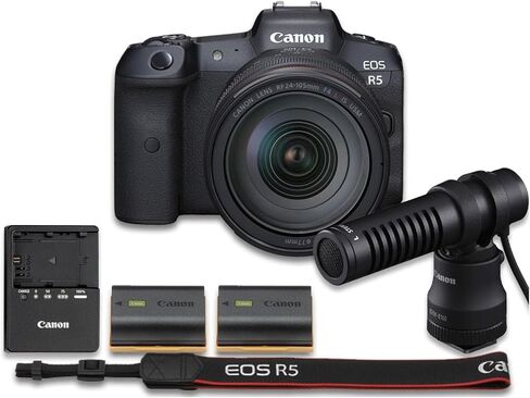 مجموعة أدوات إنشاء الفيديو بكاميرا Canon EOS R5 بدون مرآة | كانون الولايات المتحدة الأمريكية نموذج | مع RF 24-105mm f/4 L هي عدسة USM in Kuwait
