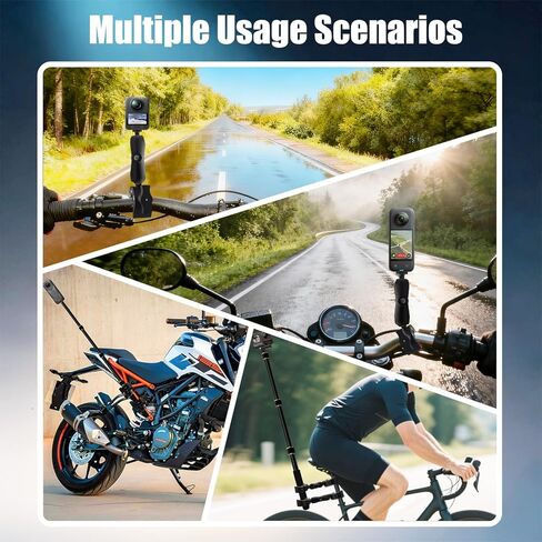 مجموعة تثبيت كاميرا Motocycle مع عصا غير مرئية 43 بوصة متوافقة مع Insta360 X5-X، OSMO Action 6 مشبك مقود الدراجة شديد التحمل متوافق مع GoPro ATV UTV لركوب الدراجات Moto Vlogging-Gold in Kuwait