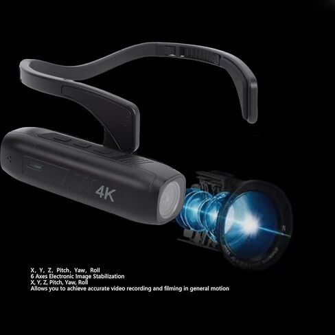 كاميرا يونسيتي المثبتة على الرأس، كاميرا يمكن ارتداؤها بدقة 4K بدقة 30 ميجابكسل مع تثبيت 6 محاور وزاوية واسعة للغاية 135 درجة، لركوب الدراجات في الهواء الطلق وركوب الدراجات الجبلية in Kuwait