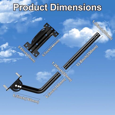 28" Heavy Duty Antenna Mount, Adjustable J-Pole Mast Bracket for TV Antenna, Weather Station, WiFi Extender, Starlink & Wireless Bridge, Iron Spray Paint Outdoor Pole Mount in Kuwait