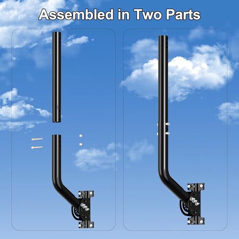 28" Heavy Duty Antenna Mount, Adjustable J-Pole Mast Bracket for TV Antenna, Weather Station, WiFi Extender, Starlink & Wireless Bridge, Iron Spray Paint Outdoor Pole Mount in Kuwait