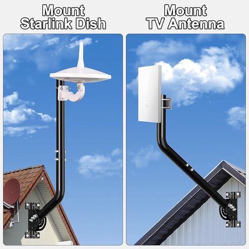 28" Heavy Duty Antenna Mount, Adjustable J-Pole Mast Bracket for TV Antenna, Weather Station, WiFi Extender, Starlink & Wireless Bridge, Iron Spray Paint Outdoor Pole Mount in Kuwait
