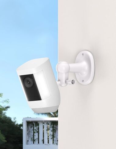 دعامة تثبيت على الحائط لكاميرا الأمان - متوافقة مع بطارية كاميرا Ring Spotlight، كاميرا Plus/Pro & Stick Up Cam، براغي تثبيت مزدوجة أو لاصق، داخلي/خارجي، قابل للتعديل 360 درجة، أبيض، عبوة واحدة in Kuwait