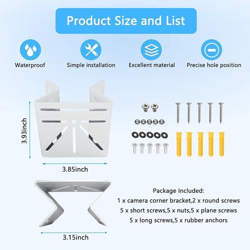 حامل زاوية متوافق مع كاميرا Blink Outdoor 4 Floodlight Camera/Blink Outdoor 3 Floodlight Camera، تحقيق رؤية أوسع بمقدار 270 درجة لزاوية الجدار الخارجية، دعامة تثبيت معدنية كبيرة صلبة مقاومة للطقس in Kuwait