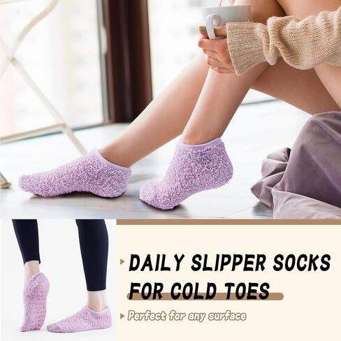 jeuhut 12 Pairs Non Skid Fuzzy Socks for Women with Grips Cozy Fluffy Fall Winter Socks Bulk Cute Barefoot Slipper Socks in Saudi Arabia