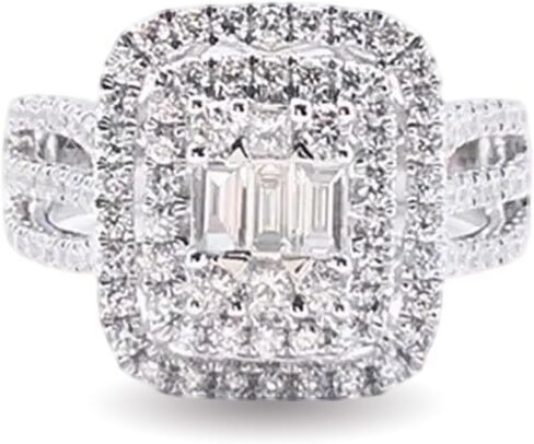Rkkojjo 925 Sterling Silver Shiny Full Diamond Gemstone Ring Cubic Zirconia Rings Fold Wear Bridal مجموعات CZ Diamond Multi Row Ring Beatherity Engagement Band Band For Women 7 in Saudi Arabia