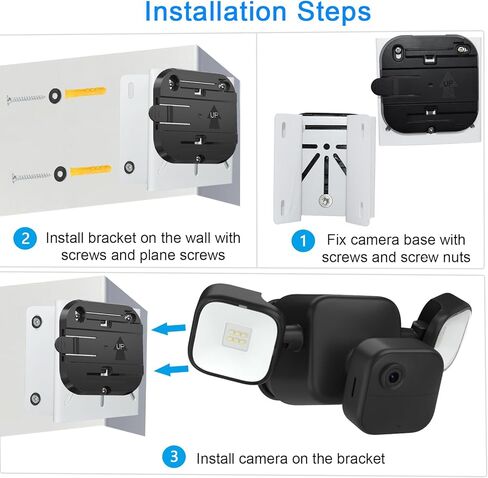حامل زاوية الكاميرا متوافق مع كاميرا Blink Outdoor 4 Floodlight، حامل ضوء الكاميرا، عرض 270 درجة على جانبي الجدار الخارجي (قطعة واحدة، معدنية) in Kuwait