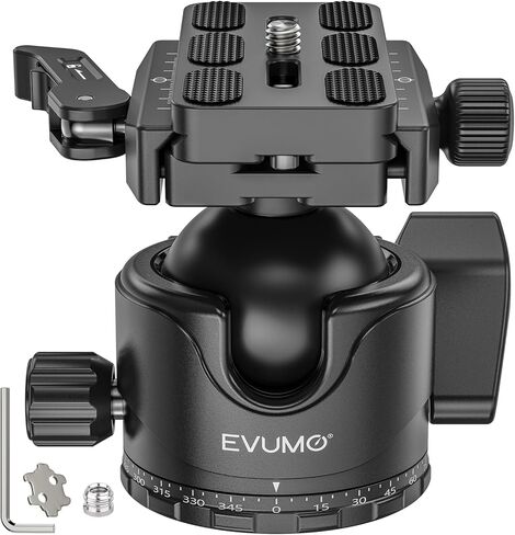 رأس كرة حامل ثلاثي القوائم من EVUMO EX46L مع دبوس قفل من الفولاذ المقاوم للصدأ، حامل رأس كروي منخفض 46 مم مع لوحة إطلاق سريعة من Arca Swiss، متوافق مع تلسكوب كاميرا فيديو DSLR ثلاثي القوائم Monopod Monopod in Kuwait