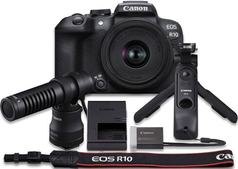 مجموعة أدوات إنشاء الفيديو بكاميرا Canon EOS R10 بدون مرآة | كانون الولايات المتحدة الأمريكية نموذج in Kuwait