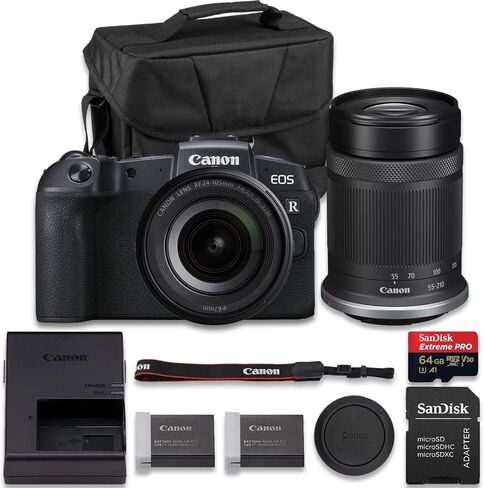 كاميرا Canon EOS RP بدون مرآة مع RF 24-105mm f/4-7.1 is STM + RF-S 55-210mm f/5-7.1 هي عدسة STM + بطارية ليثيوم أيون LP-E17 إضافية + SanDisk Extreme Pro 64 جيجابايت + المزيد (حزمة مكونة من 16 قطعة) in Kuwait