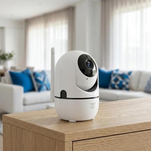 كاميرا WiFi 1080P HD للمراقبة عن بعد، كاميرا أمان داخلية لمراقبة الأطفال وكاميرا الكلب مع صفارة صوت ثنائية الاتجاه وكشف الحركة بالأشعة تحت الحمراء للرؤية الليلية وقاعدة مغناطيسية وسحابة وتخزين بطاقة TF باللون الأبيض in Kuwait