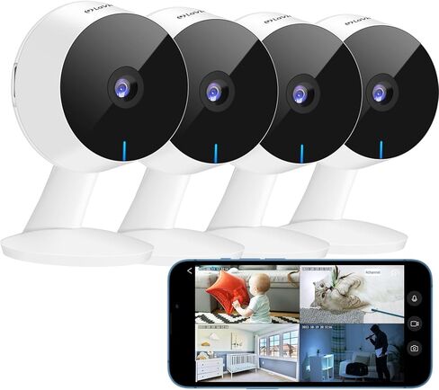 كاميرات LaView 8 ميجابكسل 4K لأمن المنزل في الأماكن المغلقة والخارجية، كاميرا أمان منزلية للطفل/كبار السن/الحيوانات الأليفة/المربية، كشف الإنسان بالذكاء الاصطناعي، مقاومة للماء IP65، محادثة ثنائية الاتجاه، رؤية ليلية واضحة (8 قطع) in Kuwait