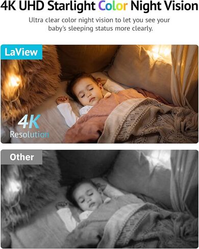 كاميرات LaView 8 ميجابكسل 4K لأمن المنزل في الأماكن المغلقة والخارجية، كاميرا أمان منزلية للطفل/كبار السن/الحيوانات الأليفة/المربية، كشف الإنسان بالذكاء الاصطناعي، مقاومة للماء IP65، محادثة ثنائية الاتجاه، رؤية ليلية واضحة (8 قطع) in Kuwait