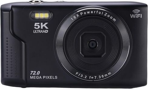 كاميرا رقمية FOSA 5K، كاميرا تسجيل فيديو بدقة 72 ميجابكسل، تكبير بصري 16X، مع شاشة LCD 2.8 بوصة، تركيز تلقائي AF، ضوء ملء LED، واي فاي مدمج، للتصوير أثناء السفر، تدعم بطاقة 128 جيجابايت in Kuwait