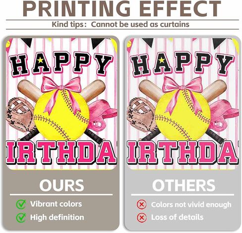 72x43inch Pink Softball Happy Birthday Backdrop Watercolor Bowler Yellow Star Sports Themed Photography Background Girls Kids Teens Party Decoration Photo Props in Saudi Arabia