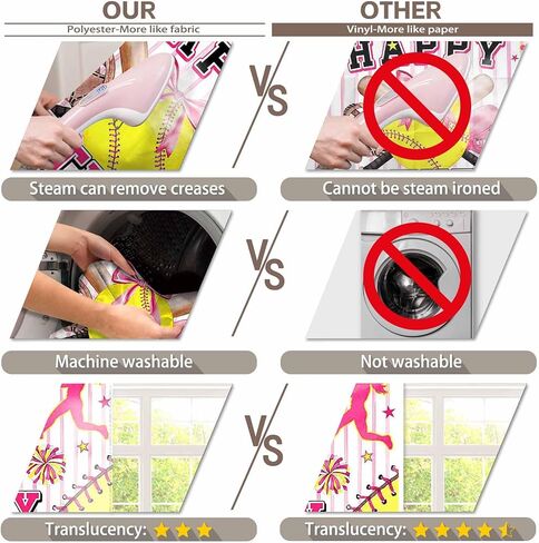 72x43inch Pink Softball Happy Birthday Backdrop Watercolor Bowler Yellow Star Sports Themed Photography Background Girls Kids Teens Party Decoration Photo Props in Saudi Arabia