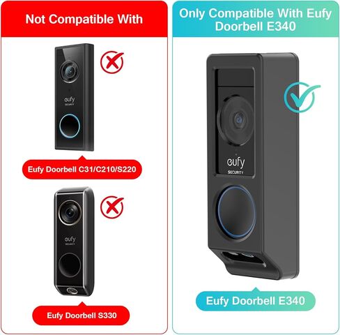 Adhesive Doorbell Mount for Eufy E340 Camera, No-Drill Adjustable Wedge Bracket for Video Doorbell, Not Block Motion Sensor, Easy Installation for Apartment Rental Office in Kuwait