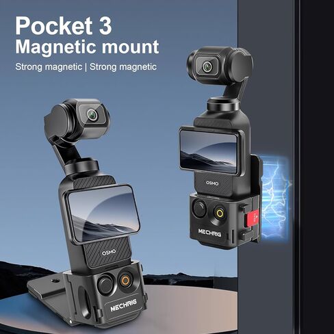 حامل مغناطيسي لجيب DJI Osmo Pocket 3، حافظة واقية من الألومنيوم قابلة للتعديل بزاوية 180 درجة مع مغناطيس قوي، حذاء بارد وخيط 1/4 بوصة، MR831001 in Kuwait