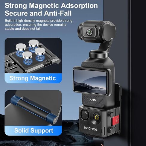 حامل مغناطيسي لجيب DJI Osmo Pocket 3، حافظة واقية من الألومنيوم قابلة للتعديل بزاوية 180 درجة مع مغناطيس قوي، حذاء بارد وخيط 1/4 بوصة، MR831001 in Kuwait