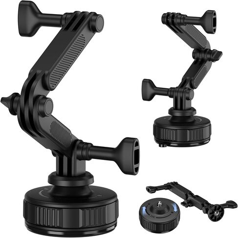 JJC حامل كوب شفط دوار مع 1/4"-20 برغي وذراع تمديد لـ DJI Osmo Nano Action 6 5 Pro 4 3، قاعدة شفط قوية ومستقرة لـ Gopro 13 12 11 10 9 8، لحامل السيارة Insta360 X5 X4 X3 in Kuwait