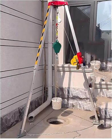 حامل ثلاثي للإنقاذ عالي التحمل بطول 7 أقدام، سعة تحميل 1200-2600 رطل، يتضمن كابل فولاذي بطول 66 قدمًا وحماية من السقوط للبناء والسلامة الصناعية وعمليات الإنقاذ in Kuwait