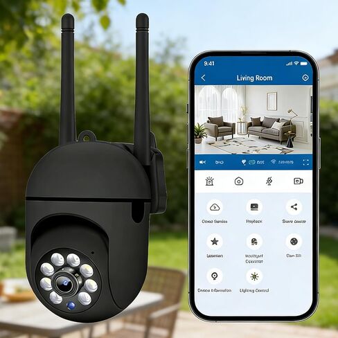 كاميرا أمان WiFi ذكية بدقة 1080 بكسل مع التحكم في التطبيق، رؤية ليلية بزاوية 360 درجة وإمالة في اتجاهين وكشف الحركة الصوتية تعمل بمنفذ USB وكاميرا داخلية وخارجية تدعم SD والتخزين السحابي in Kuwait