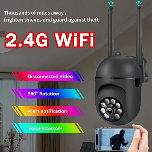 كاميرا أمان WiFi ذكية بدقة 1080 بكسل مع التحكم في التطبيق، رؤية ليلية بزاوية 360 درجة وإمالة في اتجاهين وكشف الحركة الصوتية تعمل بمنفذ USB وكاميرا داخلية وخارجية تدعم SD والتخزين السحابي in Kuwait