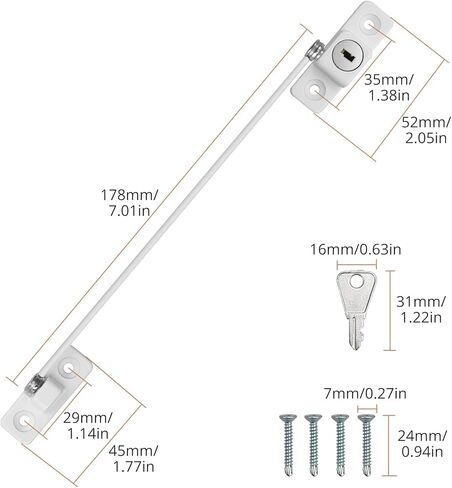 Kamtop 8 حزمة أقفال النوافذ المقيدة، UPVC أقفال أبواب النوافذ القابلة للقفل مع مفاتيح، قفل كابل مقيد للأطفال، حراس النوافذ سلامة الأطفال ضد السرقة، أقفال النوافذ للمنزل وأمان الطفل in Kuwait