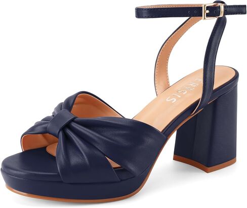 Women's Platform Sandals Open Toe Chunky Heels Bow Knot Ankle Strap Heeled Sandals Comfort Dress Shoes in Saudi Arabia