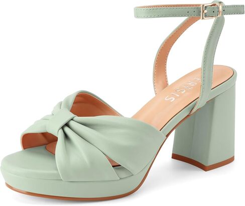 Women's Platform Sandals Open Toe Chunky Heels Bow Knot Ankle Strap Heeled Sandals Comfort Dress Shoes in Saudi Arabia