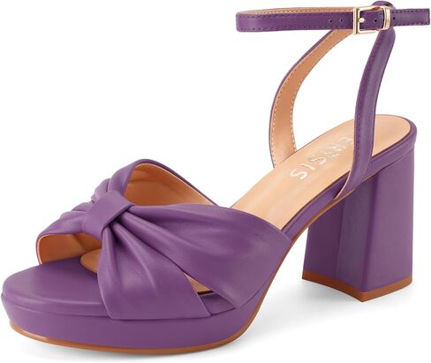 Women's Platform Sandals Open Toe Chunky Heels Bow Knot Ankle Strap Heeled Sandals Comfort Dress Shoes in Saudi Arabia