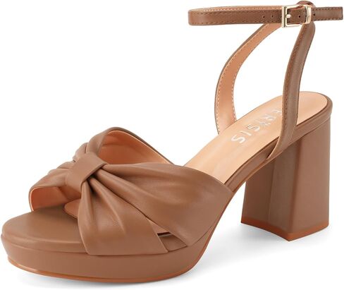 Women's Platform Sandals Open Toe Chunky Heels Bow Knot Ankle Strap Heeled Sandals Comfort Dress Shoes in Saudi Arabia