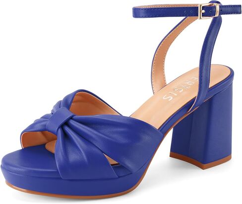 Women's Platform Sandals Open Toe Chunky Heels Bow Knot Ankle Strap Heeled Sandals Comfort Dress Shoes in Saudi Arabia