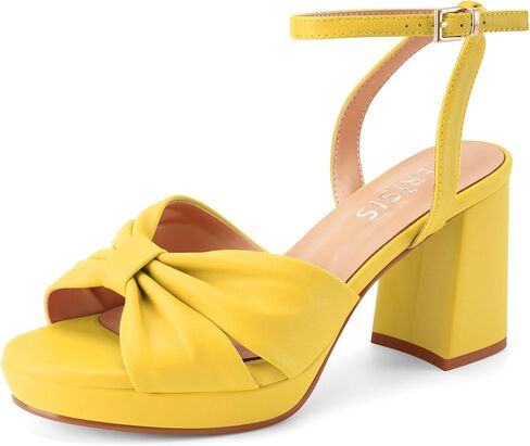 Women's Platform Sandals Open Toe Chunky Heels Bow Knot Ankle Strap Heeled Sandals Comfort Dress Shoes in Saudi Arabia