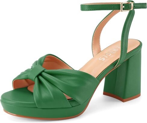 Women's Platform Sandals Open Toe Chunky Heels Bow Knot Ankle Strap Heeled Sandals Comfort Dress Shoes in Saudi Arabia
