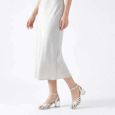 Perphy Women Metallic Strappy Heel Sparkly Sandal Slingback Block Heels in Saudi Arabia