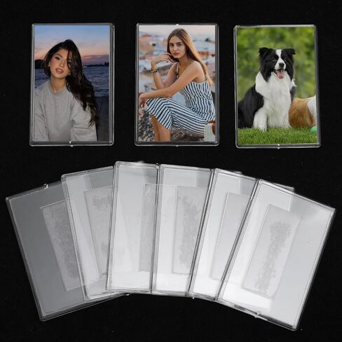 5Pcs Refrigerator Magnet Photo Frame Acrylic Magnetic Fridge Photoes Stickers DIY Insert Pictures Display Holders (5Pcs Small) in Saudi Arabia
