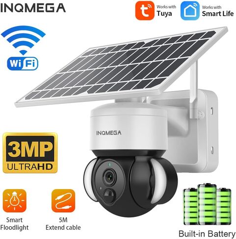 Tuya Smart Solar Security Camera Wireless Outdoor, WiFi 2.4GHz Camera No Wiring Needed, 12000mAh Battery & 6W Solar Panel, 3MP HD, Color Night Vision, PIR Motion Detection, Two-Way Audio, IP66 in Kuwait