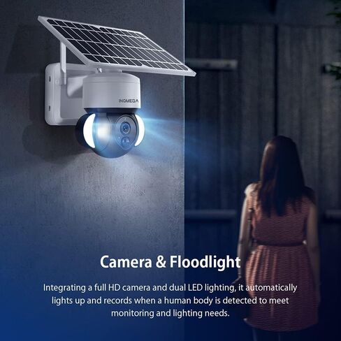 Tuya Smart Solar Security Camera Wireless Outdoor, WiFi 2.4GHz Camera No Wiring Needed, 12000mAh Battery & 6W Solar Panel, 3MP HD, Color Night Vision, PIR Motion Detection, Two-Way Audio, IP66 in Kuwait
