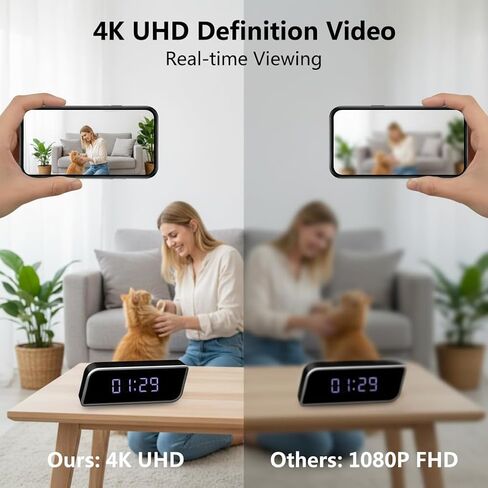 كاميرا ساعة ذكية متعددة الوظائف بدقة 4K UHD مع رؤية ليلية، تدعم التخزين المحلي، عرض التطبيق عن بعد، بطارية 2600 مللي أمبير في الساعة، طراز WiFi&AP، بدون صوت in Kuwait