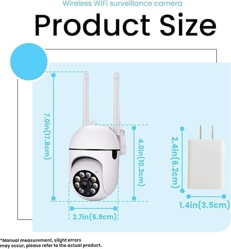 كاميرات مراقبة WiFi 2.4G، كاميرا أمان 360 درجة 2K 3MP مع رؤية ليلية ملونة وصوت ثنائي الاتجاه، تخزين بطاقة Cloud وTF للاستخدام المنزلي/الخارجي (قابس أمريكي، 2K 3MP) in Kuwait